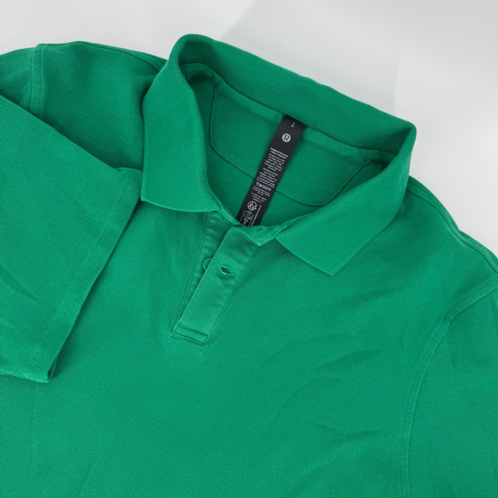 Lululemon Cotton Pique Short Sleeve Polo Shirt Green Size Large‎ LM3FWXS RCGR